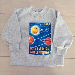 Gray Kids Sweatshirt with Space Print